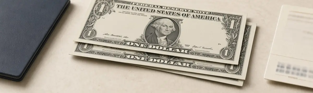 US dollar banknotes beside a passport and boarding pass
